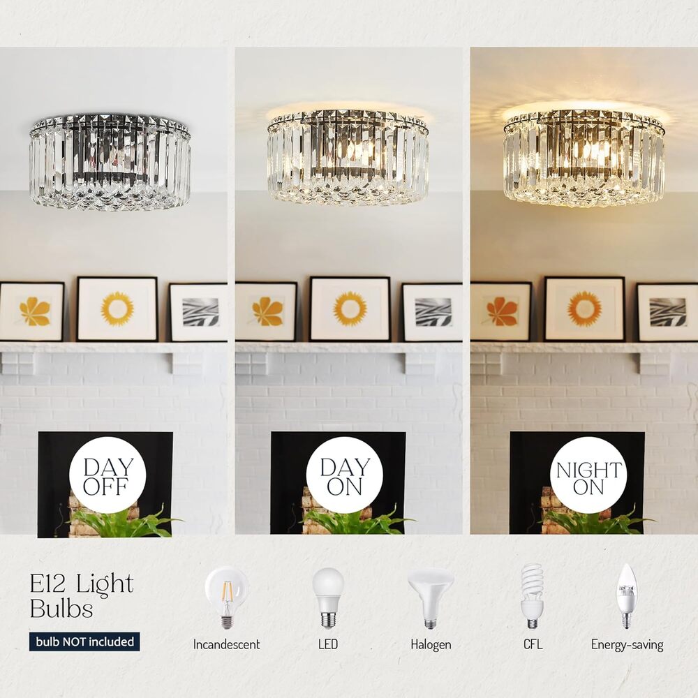 Gold Crystal Raindrop Flush Mount Ceiling Light / NIB / 12in - Picture 4 of 5